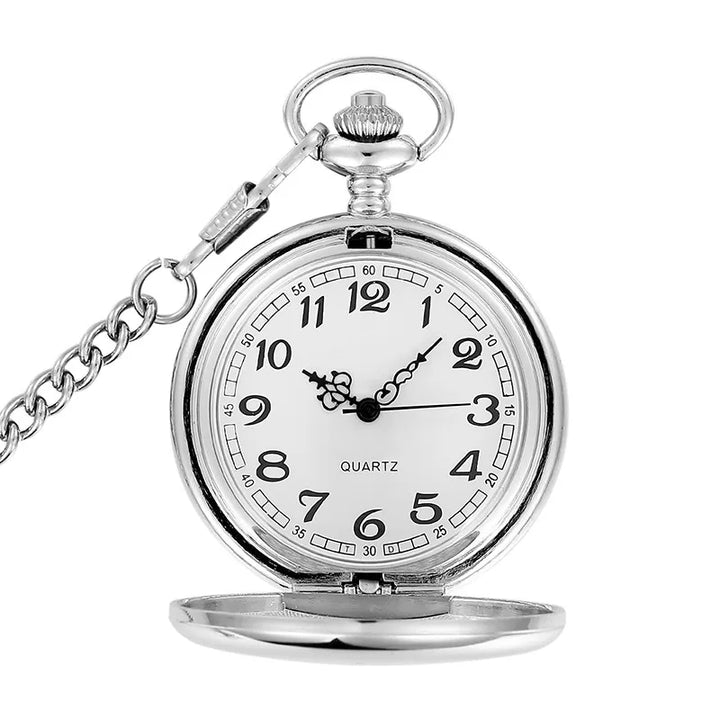 Fashion 37CM Fob Chain Smooth Steel Quartz Pocket Watch Vintage Roman Nmber Dial Pendant Fob Watch Gifts Clock