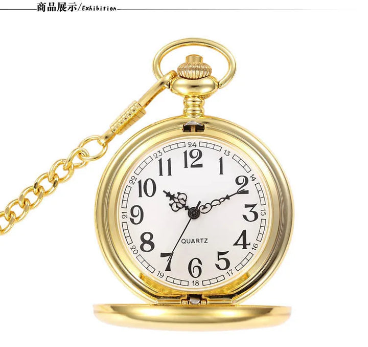 Fashion 37CM Fob Chain Smooth Steel Quartz Pocket Watch Vintage Roman Nmber Dial Pendant Fob Watch Gifts Clock