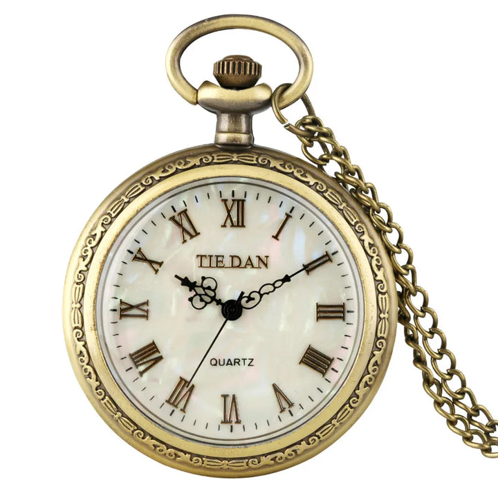 Bronze Retro Roman Numerals Display Quartz Pocket Watch Vintage Pendant Clock for Men Women Fob Sweater Chain /Hanging Chain