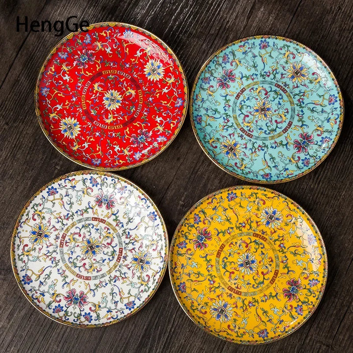 Creative Gold Stroke Ceramic Dinner Plate Dinner Steak Dishes Hotel Tableware Serving Tray Enamel Decorative Porcelain Plates