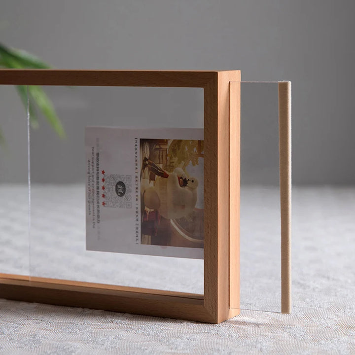 Wooden Picture Photo Frames Table Display Double Side Pressed Flower Frames Plant Specimen Herbarium Clip Double Glass Frame