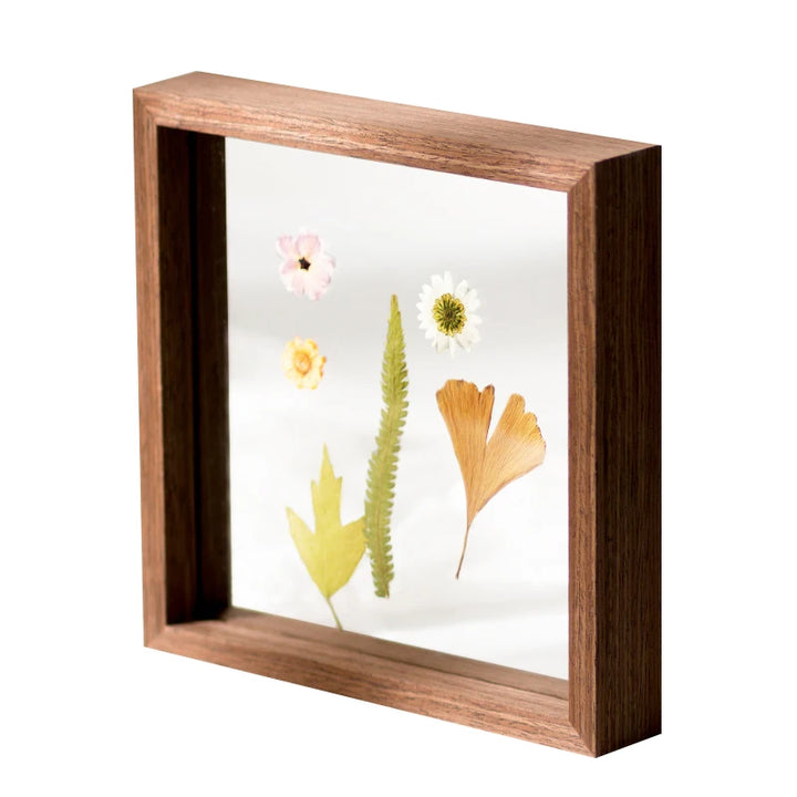 Wooden Picture Photo Frames Table Display Double Side Pressed Flower Frames Plant Specimen Herbarium Clip Double Glass Frame