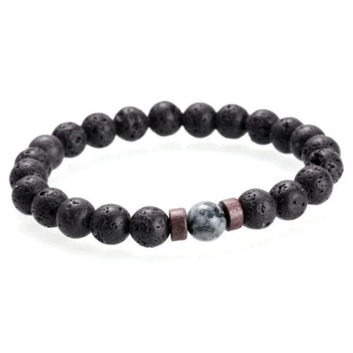 Stylish Volcanic Stone Bead Bracelet Retro European Design