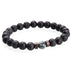 Stylish Men’s Volcanic Stone Bead Bracelet – Retro European & American Design