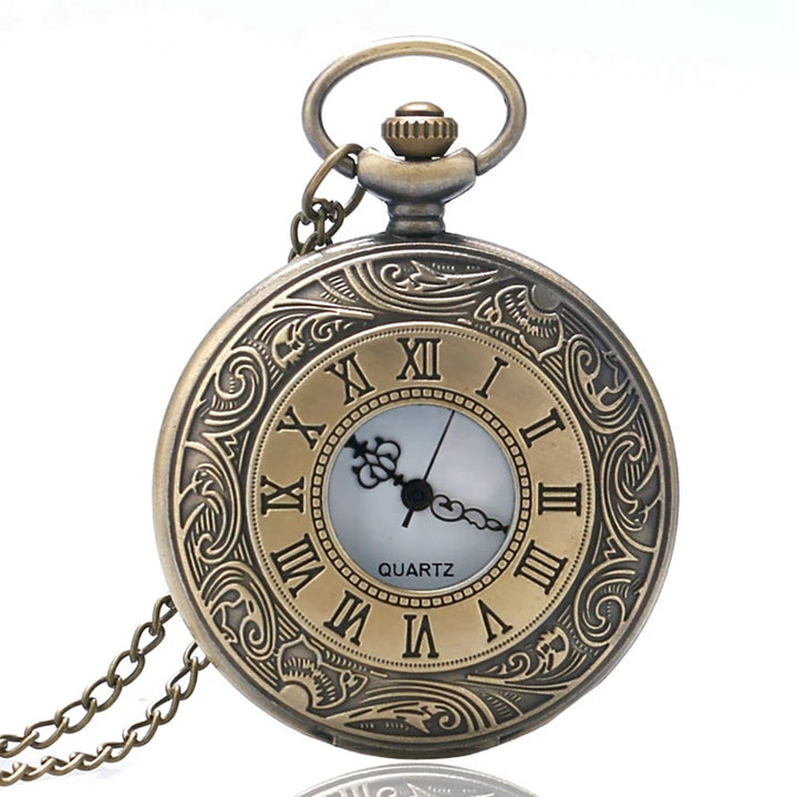 Vintage Bronze Roman Scale Quartz Pocket Watch