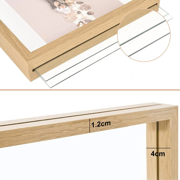 Wooden Picture Photo Frames Table Display Double Side Pressed Flower Frames Plant Specimen Herbarium Clip Double Glass Frame