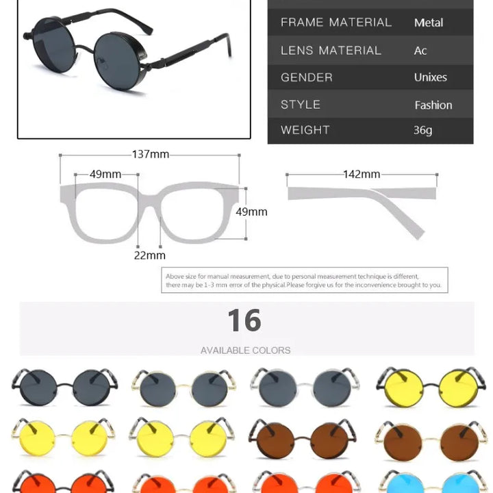 Metal Steampunk Sunglasses Men Women Fashion Round Glasses Brand Designer Vintage Sun Glasses High Quality Oculos de sol 2021