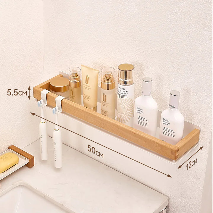 Wood Black Kitchen Shelf Screw installation Makeup Organizer Mental Corner Shelf Storage Shelf Shower Wall Rack Bathroom