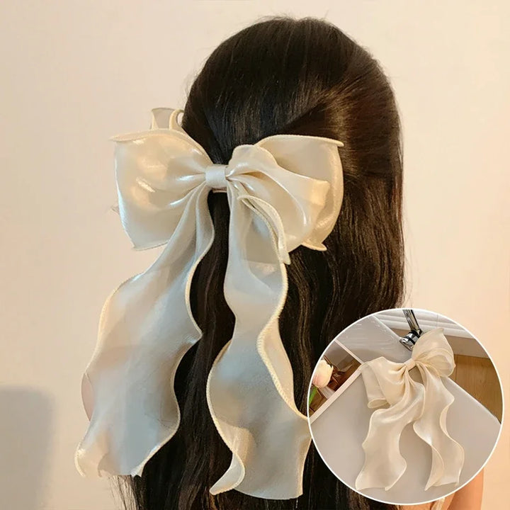 Cute Sweet Chiffon & Satin Bow Hair Clips