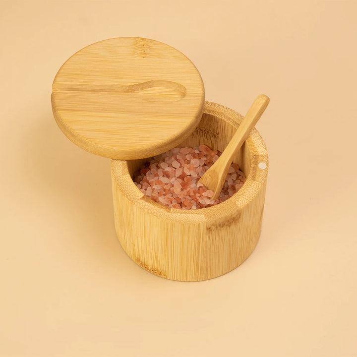 Natural Bamboo! Elegant Spice Storage with Magnetic Lid