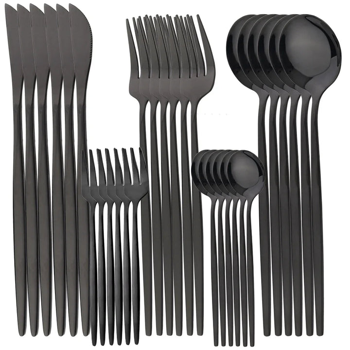 30-Piece Stainless Steel Cutlery Set – Elegant Western Flatware for Dining