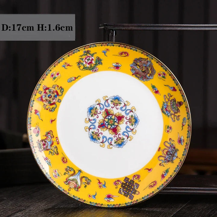 Creative Gold Stroke Ceramic Dinner Plate Dinner Steak Dishes Hotel Tableware Serving Tray Enamel Decorative Porcelain Plates