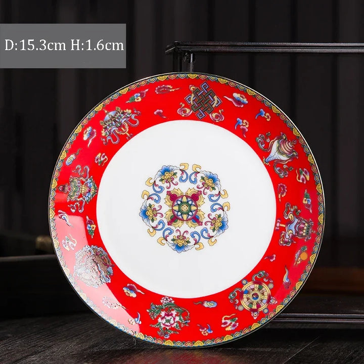 Creative Gold Stroke Ceramic Dinner Plate Dinner Steak Dishes Hotel Tableware Serving Tray Enamel Decorative Porcelain Plates