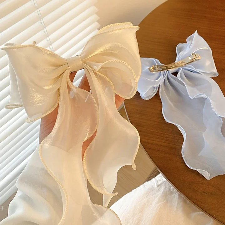 Cute Sweet Chiffon & Satin Bow Hair Clips