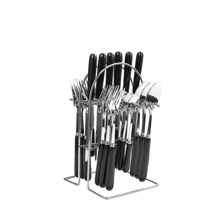 24 pcs cutlery ceramic handle stainless steel knife fork spoon and spoon with shelving gold silver cutlery set  dinnerware set