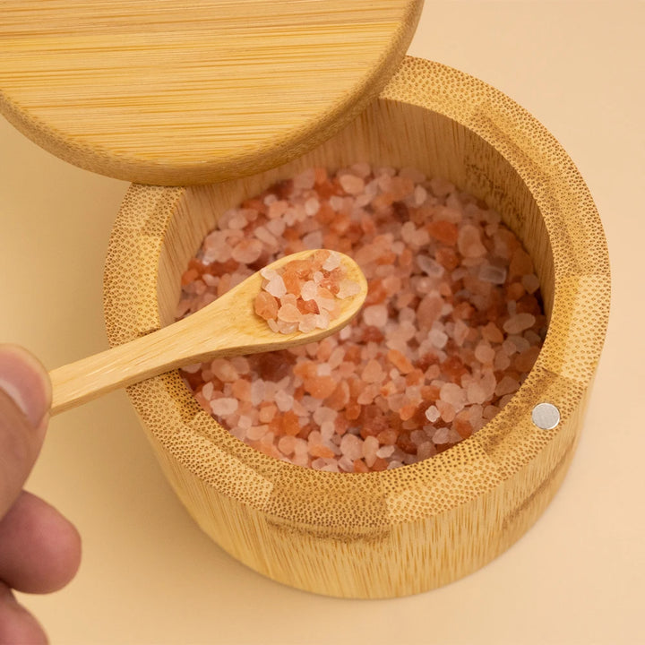 Natural Bamboo Salt & Pepper Set – Elegant Spice Storage with Magnetic Lid