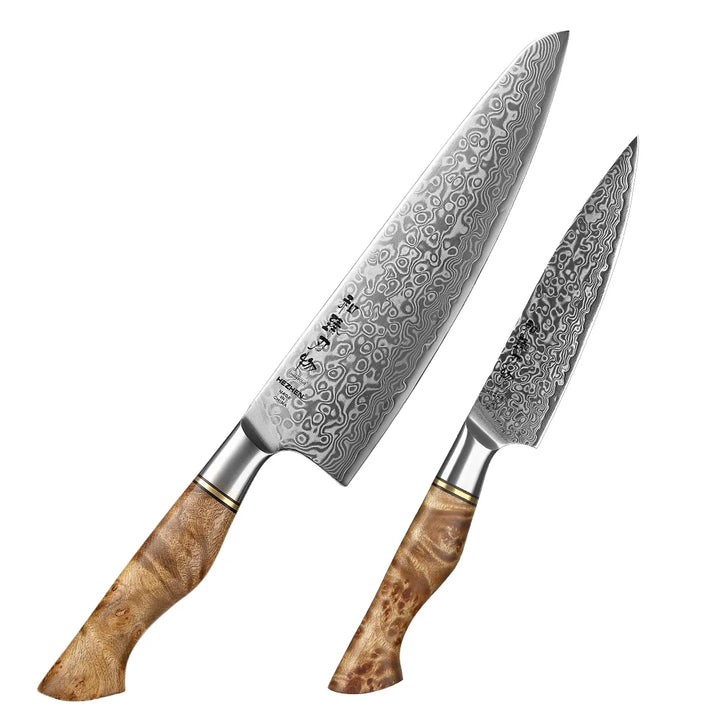 HEZHEN 1-5PC Knife Set Professional Damascus Steel  Chef Santoku Bread Utility Paring Cook Knife For Meat Sharp Kitchen Knife