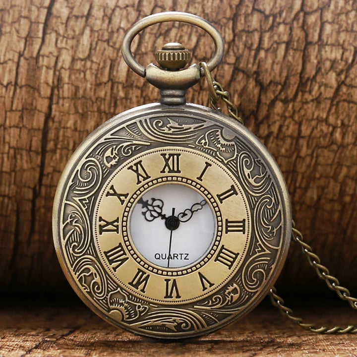 Vintage Bronze Roman Scale Quartz Pocket Watch