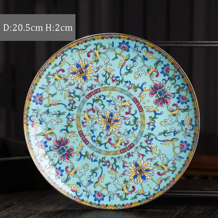 Creative Gold Stroke Ceramic Dinner Plate Dinner Steak Dishes Hotel Tableware Serving Tray Enamel Decorative Porcelain Plates