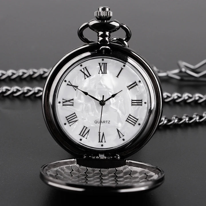 Fashion 37CM Fob Chain Smooth Steel Quartz Pocket Watch Vintage Roman Nmber Dial Pendant Fob Watch Gifts Clock