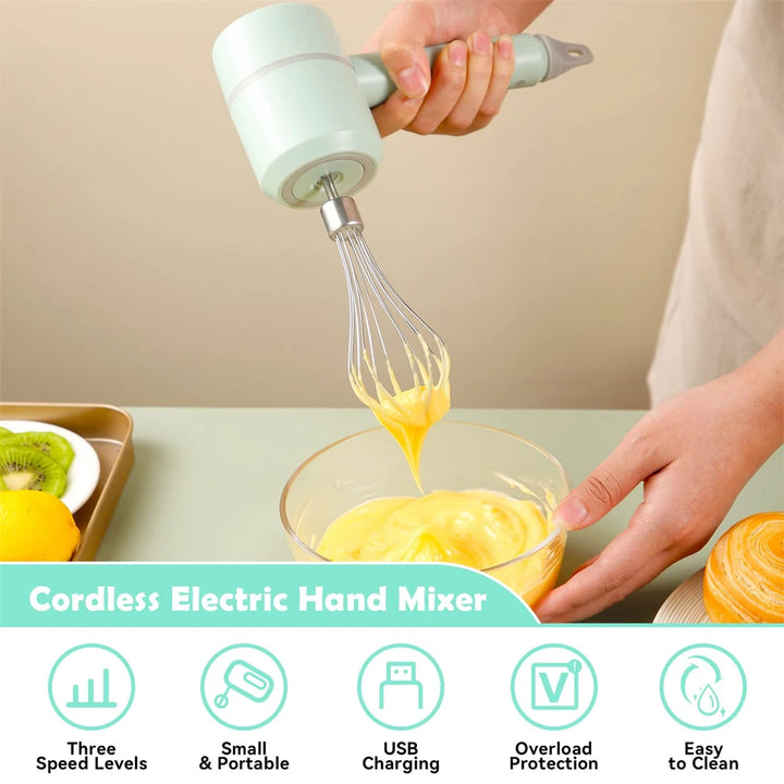 Portable 4-in-1 Electric Hand Mixer – Blender, Milk Frother, Egg Beater & Dough Kneader