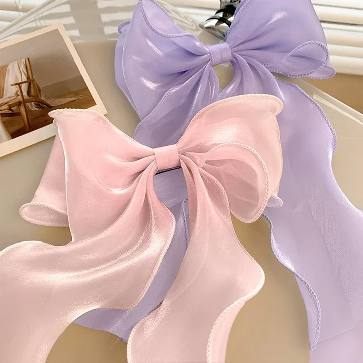 Cute Sweet Chiffon & Satin Bow Hair Clips