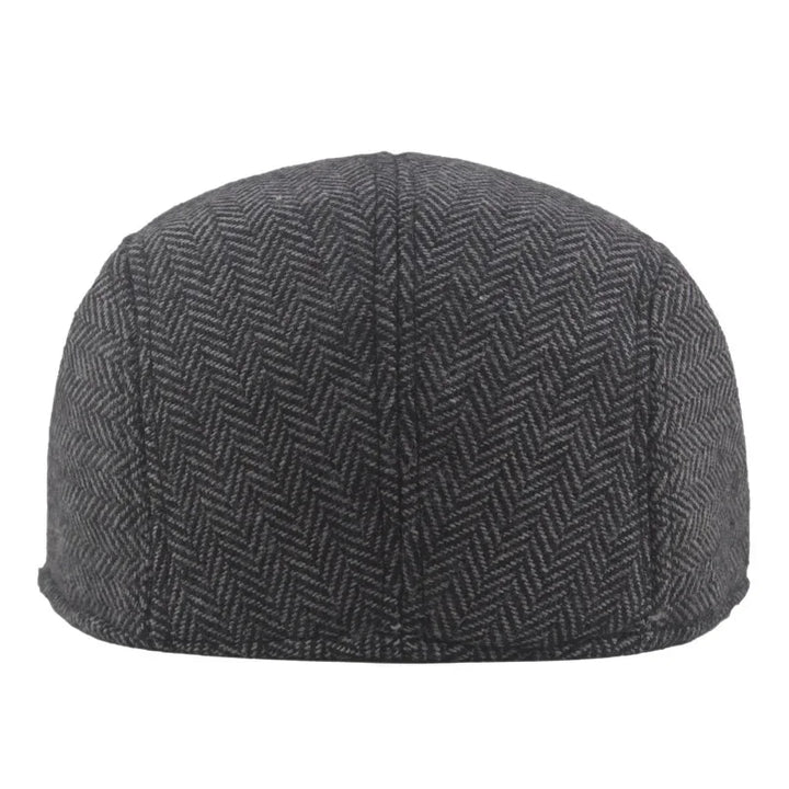 Classic Men’s Wool Beret – High-Quality Herringbone Autumn & Winter Hat