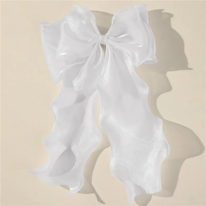 Sweet Chiffon Bow Hair Clips Girls Blue Shining Satin Bowknot Hair Clips Ribbon Bow Barrette Hairpin Grip Ponytail Clip Headwear