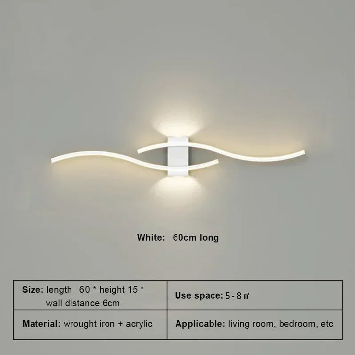 Modern LED Strip Wall Lamp Double Curve Remote Control Light Bedside Decor Black Gold Wall Sconces Living Room Bedroom Led Fixtu