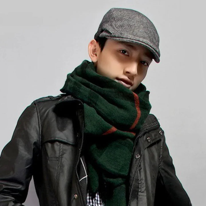 Classic Men’s Wool Beret – High-Quality Herringbone Autumn & Winter Hat