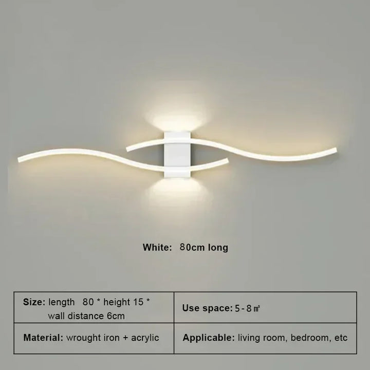 Modern LED Strip Wall Lamp Double Curve Remote Control Light Bedside Decor Black Gold Wall Sconces Living Room Bedroom Led Fixtu