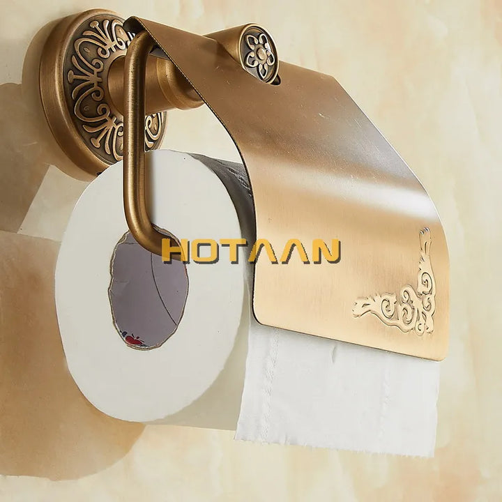 .,Solid AluminiumToilet Paper Holder Antique Brass Color Tissue Roll Paper Box Classic Bathroom Accessories YT-14292