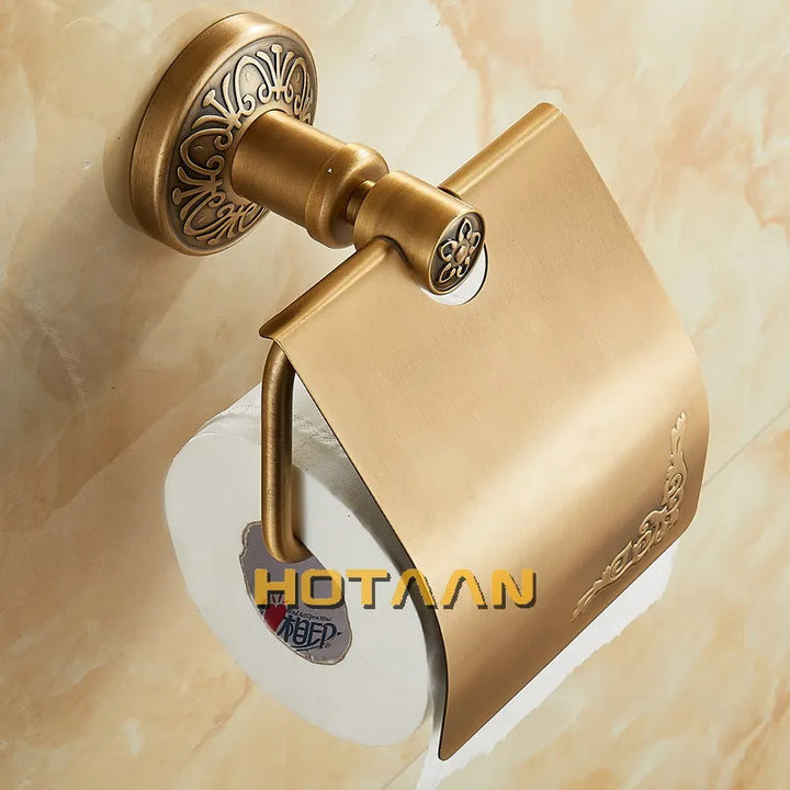 .,Solid AluminiumToilet Paper Holder Antique Brass Color Tissue Roll Paper Box Classic Bathroom Accessories YT-14292