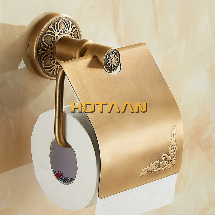 .,Solid AluminiumToilet Paper Holder Antique Brass Color Tissue Roll Paper Box Classic Bathroom Accessories YT-14292