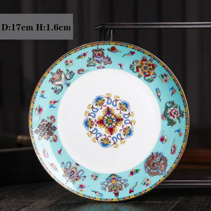 Creative Gold Stroke Ceramic Dinner Plate Dinner Steak Dishes Hotel Tableware Serving Tray Enamel Decorative Porcelain Plates