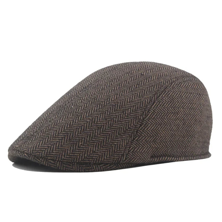 Classic Men’s Wool Beret – High-Quality Herringbone Autumn & Winter Hat