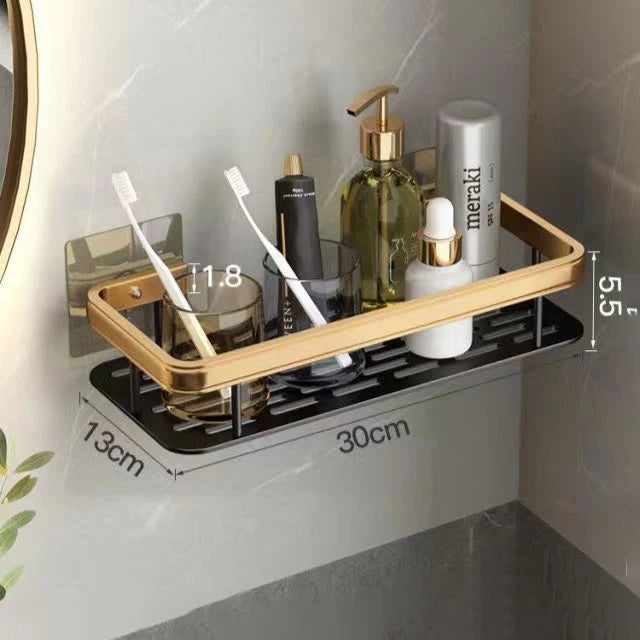 Punch-free Wall Mounted Bathroom Storage Organizer Shelf Shampoo Makeup Storage Rack For Kitchen Bathroom Accessories