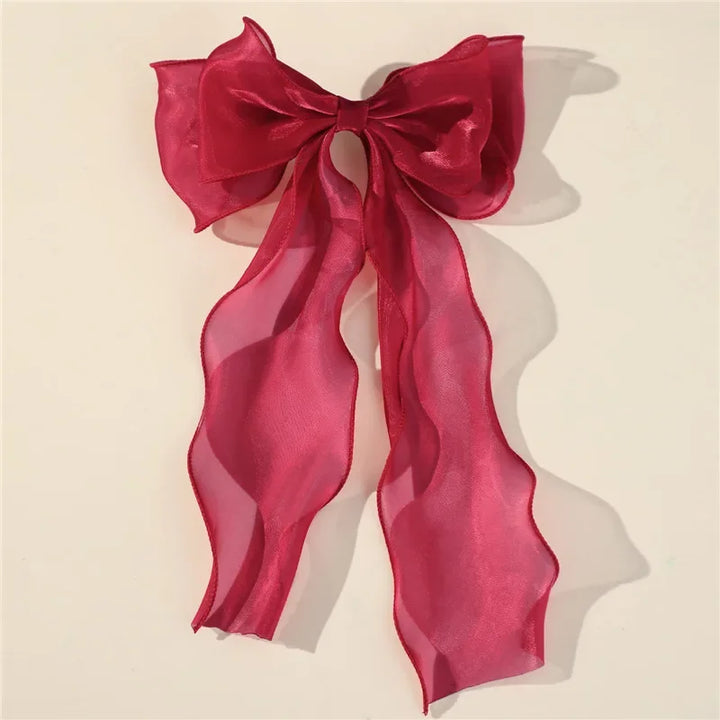 Cute Sweet Chiffon & Satin Bow Hair Clips