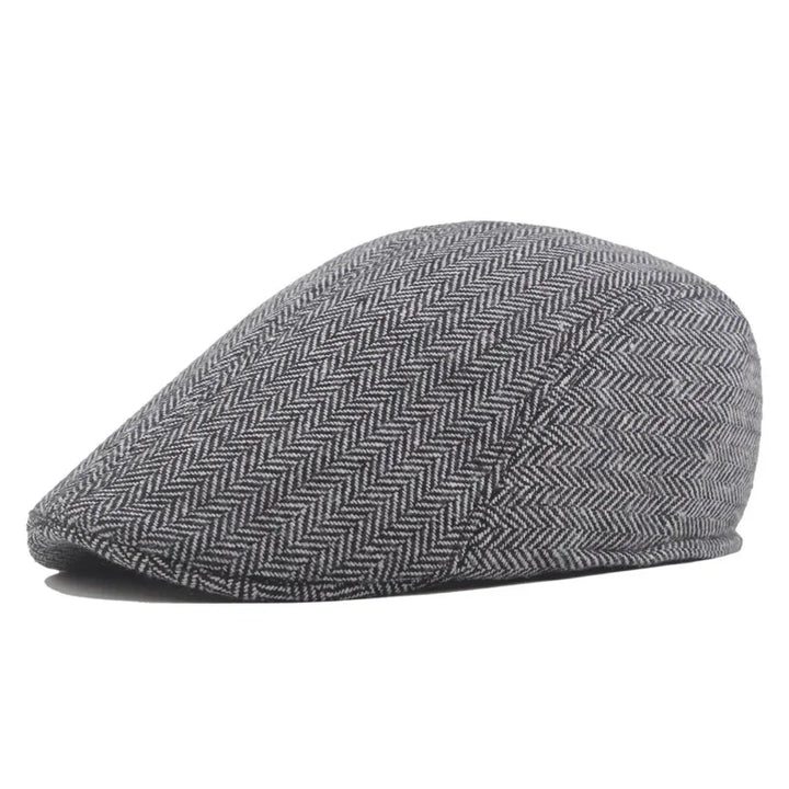 Classic Men’s Wool Beret – High-Quality Herringbone Autumn & Winter Hat