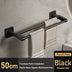 Black Bathroom Towel Shelf Rack Holder Self-adhesive Space Aluminum Bath Towel Hanger Rod Double Bar Kitchen Hand Towel Rail