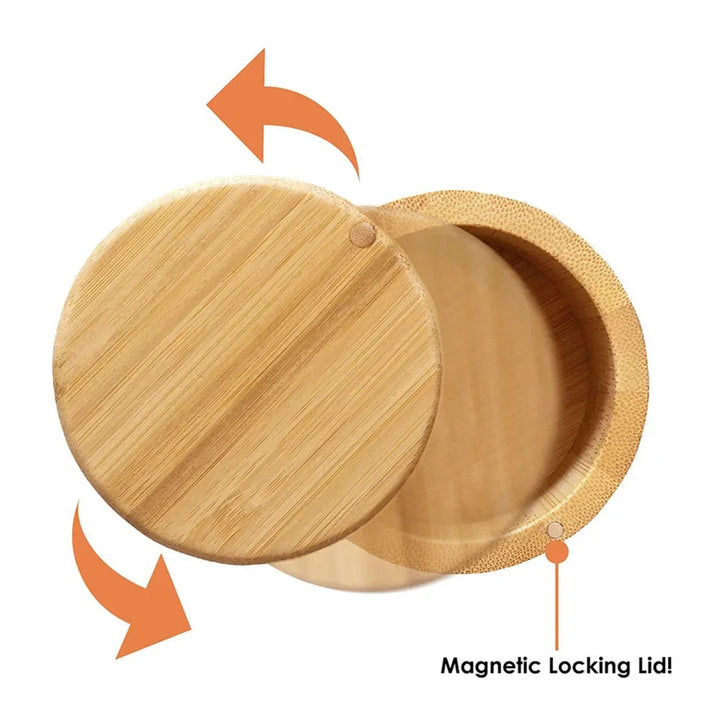 Natural Bamboo Salt & Pepper Set – Elegant Spice Storage with Magnetic Lid