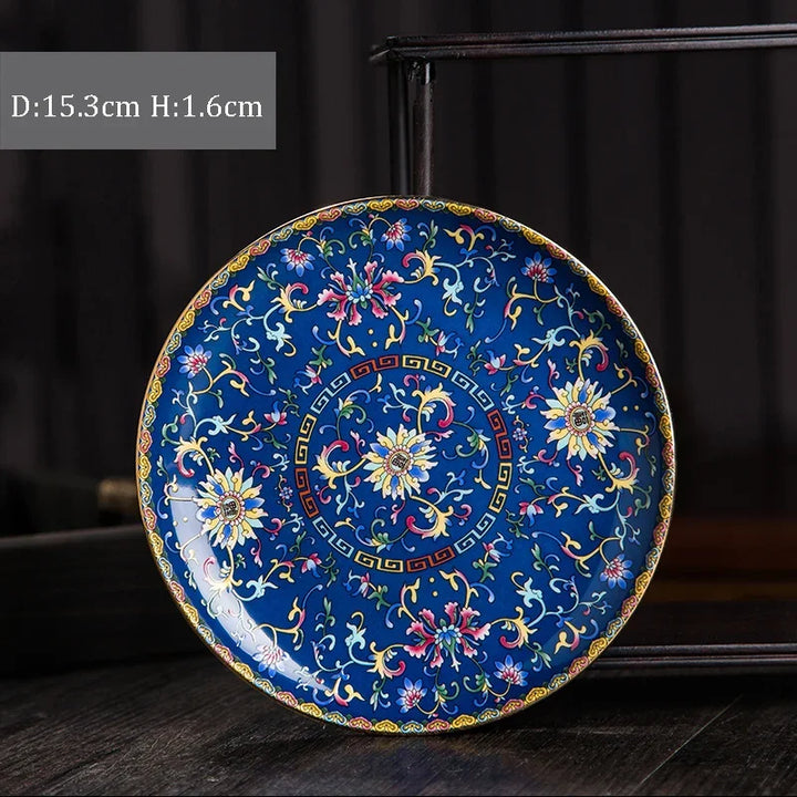 Creative Gold Stroke Ceramic Dinner Plate Dinner Steak Dishes Hotel Tableware Serving Tray Enamel Decorative Porcelain Plates