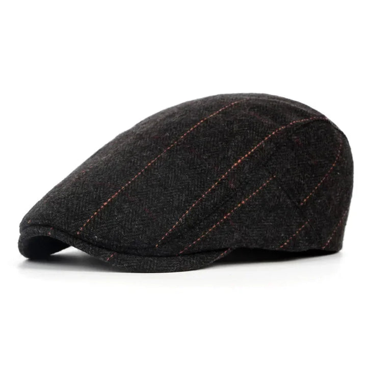 Classic Men’s Wool Beret – High-Quality Herringbone Autumn & Winter Hat