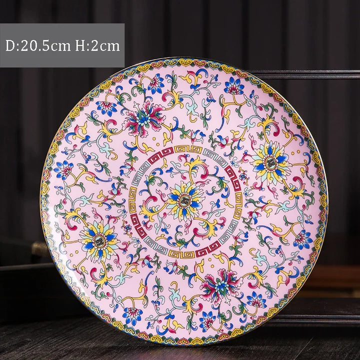 Creative Gold Stroke Ceramic Dinner Plate Dinner Steak Dishes Hotel Tableware Serving Tray Enamel Decorative Porcelain Plates