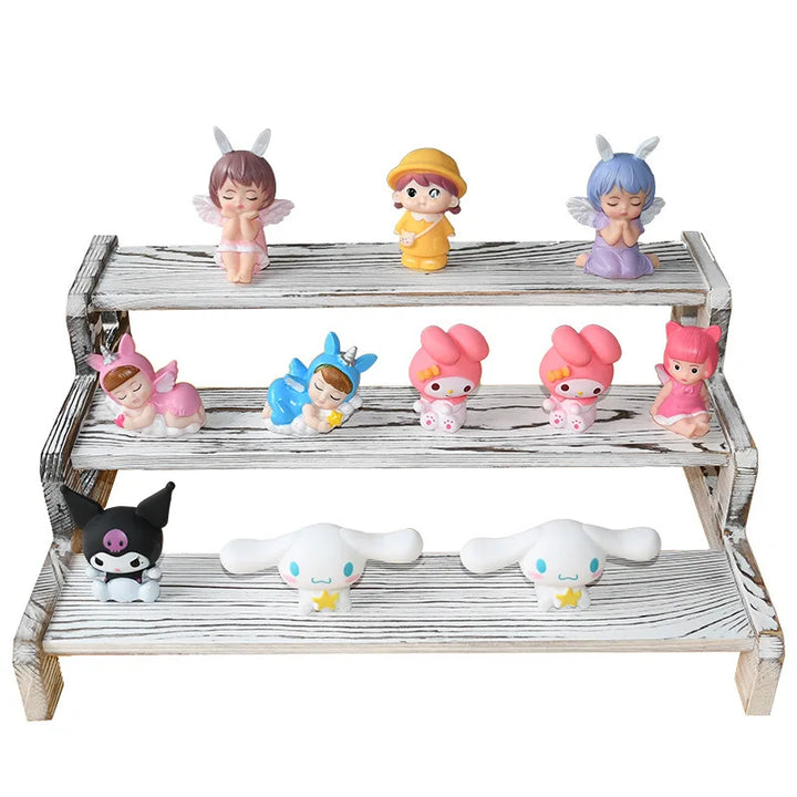 3 Tier Wooden Cupcake Display Riser Stand Makeup Perfume Holder Storage Rack Kitchen Spice Plant Mini Figure Display Shelf