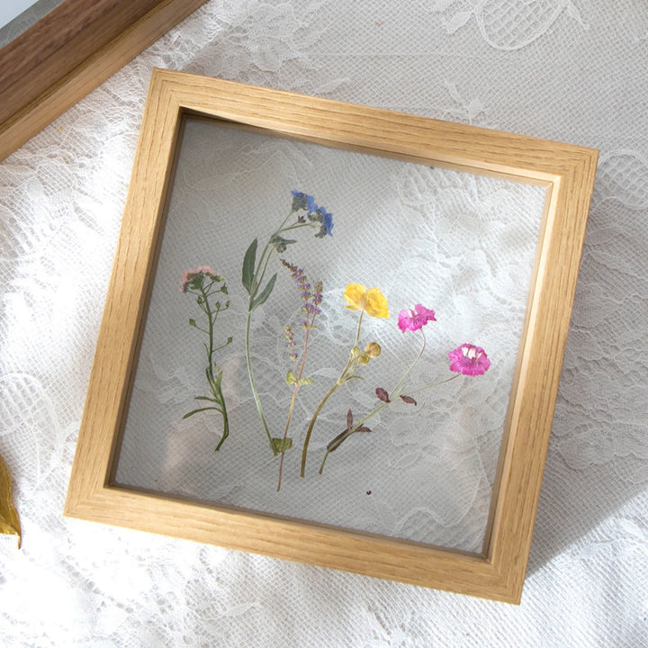 Wooden Picture Photo Frames Table Display Double Side Pressed Flower Frames Plant Specimen Herbarium Clip Double Glass Frame